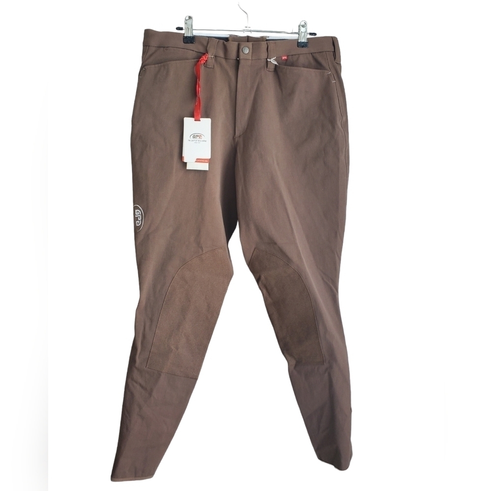 GPA Double Clear Knee Patch Breech, 34R Brown *NEW w/tags